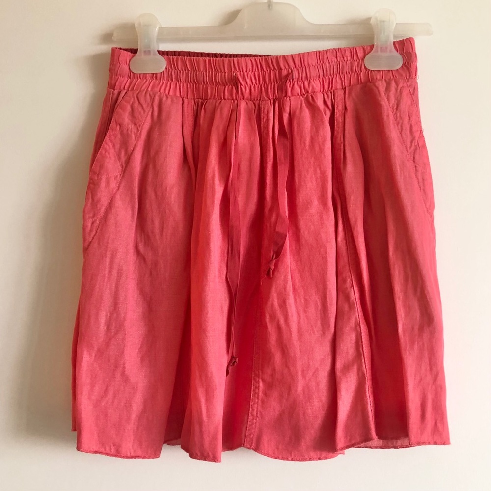 WILFRED LINEN CORAL DRAWSTRING SKIRT